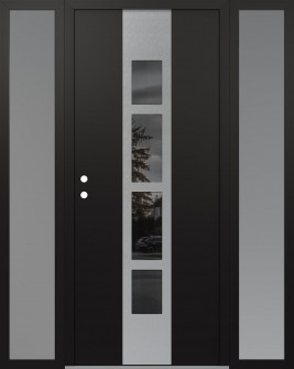DIAMOND A10 68" X 80" BLACK/BLACK MIRRORED GLASS PANEL STAINLESS STEEL RHI WITH 2 SIDELITES FROSTED GLASS