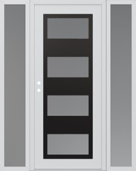 Diamond C2 64" x 80" white/white frosted Glass Panel black RHI with 2 Sidelites frosted Glass