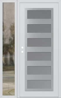 Diamond C9 50" x 80" white/white frosted Glass Panel stainless steel RHI with Sidelite clear Glass