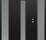 Modern Steel Front Door DIAMOND A11 68" X 80" BLACK/WHITE FROSTED GLASS PANEL BLACK LHI WITH 2 SIDELITES FROSTED GLASS