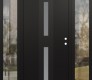 Modern Steel Front Door DIAMOND A6 60" X 80" BLACK/WHITE FROSTED GLASS PANEL BLACK LHI WITH 2 SIDELITES CLEAR GLASS