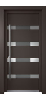 MODERN FRONT STEEL DOOR AURA BROWN/WHITE 37 7/16" X 81 11/16" RHI + HARDWARE