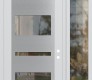 Modern Steel Front Door Diamond C10 52" x 96" white/white clear Glass Panel stainless steel LHI with Sidelite and Transom clear Glass