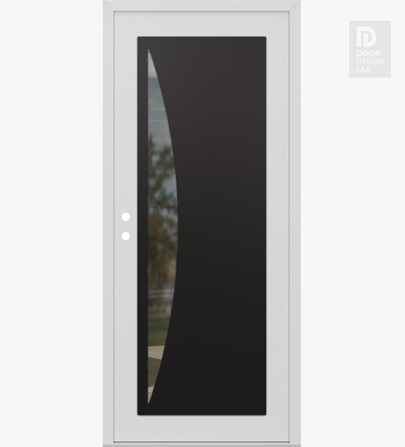 Modern Steel Front Door Diamond C13 36" x 80" white/white clear Glass Panel black RHI
