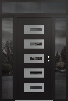 Diamond D6 60" x 96" black/black mirrored Glass Panel stainless steel LHI with 2 Sidelites and Transom mirrored Glass