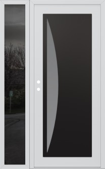 Diamond C13 52" x 80" white/white frosted Glass Panel black LHI with Sidelite mirrored Glass