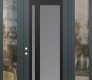 Modern Steel Front Door Diamond C15 64" x 96" anthracite/anthracite frosted Glass Panel black RHI with 2 Sidelites and Transom clear Glass