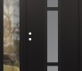 Modern Steel Front Door DIAMOND A9 52" X 80" BLACK/WHITE FROSTED GLASS PANEL BLACK RHI WITH SIDELITE CLEAR GLASS