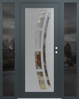 Diamond C12 68" x 80" anthracite/anthracite clear Glass Panel stainless steel LHI with 2 Sidelites mirrored Glass