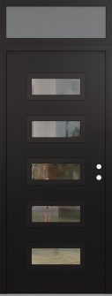 Diamond D1 36" x 96" black/black clear Glass Panel black LHI with Transom frosted Glass