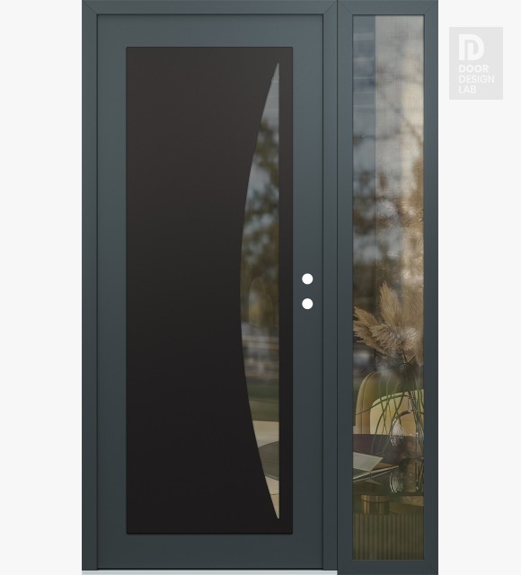 Modern Steel Front Door Diamond C13 52" x 80" anthracite/anthracite clear Glass Panel black LHI with Sidelite clear Glass