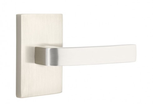 EMTEK BRESLIN LEVER WITH MODERN RECTANGULAR ROSETTE PASSAGE RH SATIN NICKEL (US15) 5112