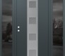 Modern Steel Front Door DIAMOND A12 68" X 80" ANTHRACITE/ANTHRACITE FROSTED GLASS PANEL STAINLESS STEEL RHI WITH 2 SIDELITES MIRRORED GLASS