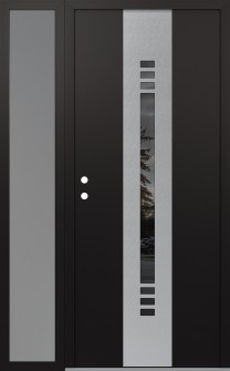 DIAMOND A5 48" X 80" BLACK/BLACK MIRRORED GLASS PANEL STAINLESS STEEL RHI WITH SIDELITE FROSTED GLASS