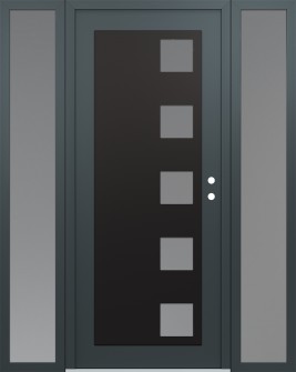 Diamond C5 60" x 80" anthracite/anthracite frosted Glass Panel black LHI with 2 Sidelites frosted Glass