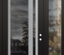 Modern Steel Front Door Diamond C15 48" x 96" black/black mirrored Glass Panel stainless steel LHI with Sidelite and Transom clear Glass