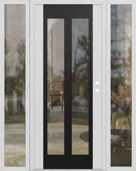 Diamond C14 64" x 80" white/white clear Glass Panel black LHI with 2 Sidelites clear Glass