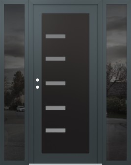 Diamond C8 60" x 80" anthracite/anthracite frosted Glass Panel black RHI with 2 Sidelites mirrored Glass