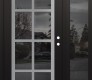 Modern Steel Front Door Diamond C16 52" x 80" black/black mirrored Glass Panel stainless steel LHI with Sidelite mirrored Glass