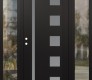 Modern Steel Front Door Diamond C3 68" x 80" black/white frosted Glass Panel black RHI with 2 Sidelites clear Glass