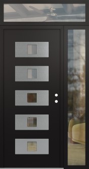 Diamond D8 48" x 96" black/black clear Glass Panel stainless steel LHI with Sidelite and Transom clear Glass