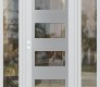 Modern Steel Front Door Diamond C2 68" x 80" white/white clear Glass Panel stainless steel RHI with 2 Sidelites clear Glass