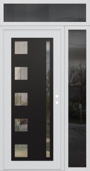 Diamond C3 52" x 96" white/white clear Glass Panel black LHI with Sidelite and Transom mirrored Glass