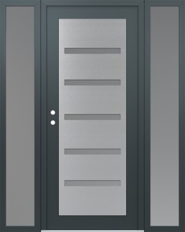 Diamond C7 64" x 80" anthracite/anthracite frosted Glass Panel stainless steel RHI with 2 Sidelites frosted Glass