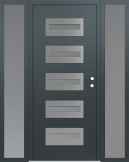 Diamond D4 64" x 80" anthracite/anthracite frosted Glass Panel stainless steel LHI with 2 Sidelites frosted Glass