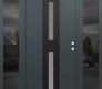 Modern Steel Front Door DIAMOND A6 64" X 80" ANTHRACITE/ANTHRACITE FROSTED GLASS PANEL BLACK LHI WITH 2 SIDELITES MIRRORED GLASS