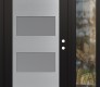 Modern Steel Front Door Diamond C2 52" x 80" black/white frosted Glass Panel stainless steel LHI with Sidelite clear Glass