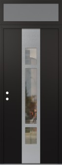 DIAMOND A9 36" X 96" BLACK/BLACK CLEAR GLASS PANEL STAINLESS STEEL RHI WITH TRANSOM FROSTED GLASS