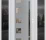 Modern Steel Front Door Diamond C3 68" x 80" white/white clear Glass Panel stainless steel LHI with 2 Sidelites mirrored Glass