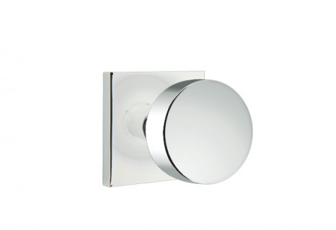 EMTEK ROUND KNOB WITH SQUARE ROSETTE PASSAGE LH POLISHED CHROME (US26) 5110