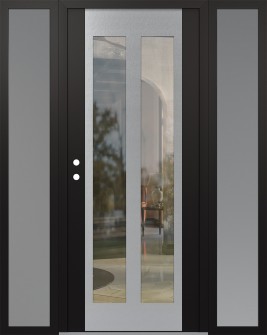 Diamond C14 64" x 80" black/black clear Glass Panel stainless steel RHI with 2 Sidelites frosted Glass
