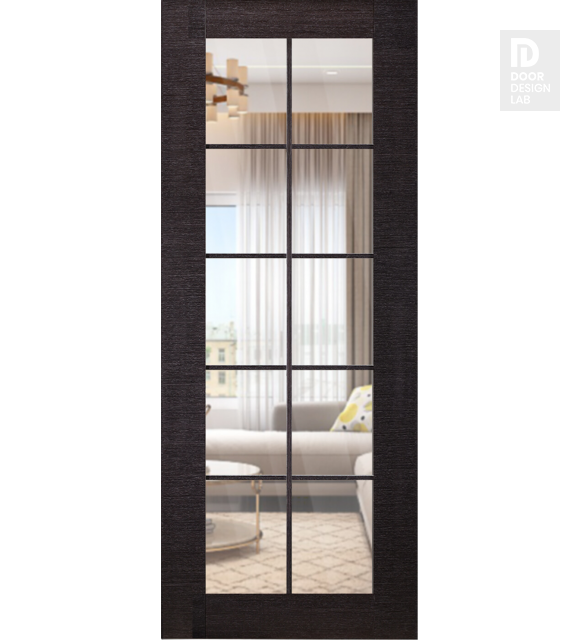 Modern Interior DOOR SLAB AVANTI 10 LITE CLEAR VETRO BLACK APRICOT 28" X 80" X 1 3/4" TEMPERED CLEAR GLASS