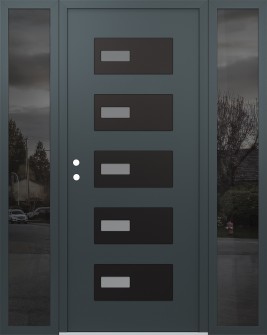 Diamond D7 64" x 80" anthracite/anthracite frosted Glass Panel black RHI with 2 Sidelites mirrored Glass