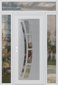 Diamond C12 60" x 96" white/white clear Glass Panel stainless steel RHI with 2 Sidelites and Transom clear Glass