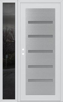 Diamond C7 48" x 80" white/white frosted Glass Panel stainless steel LHI with Sidelite mirrored Glass