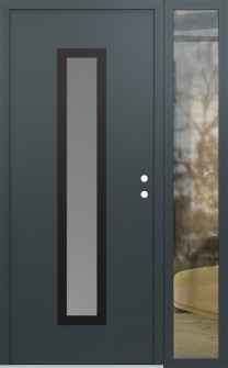 DIAMOND A11 48" X 80" ANTHRACITE/ANTHRACITE FROSTED GLASS PANEL BLACK LHI WITH SIDELITE CLEAR GLASS