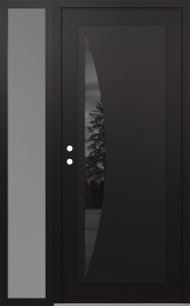 Diamond C13 48" x 80" black/black mirrored Glass Panel black RHI with Sidelite frosted Glass