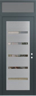 Diamond C7 36" x 96" anthracite/anthracite clear Glass Panel stainless steel LHI with Transom frosted Glass