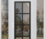 Modern Steel Front Door Diamond C16 68" x 96" white/white clear Glass Panel black RHI with 2 Sidelites and Transom clear Glass