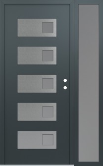 Diamond D2 52" x 80" anthracite/anthracite frosted Glass Panel stainless steel LHI with Sidelite frosted Glass
