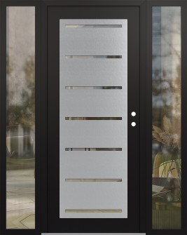 Diamond C11 68" x 80" black/black clear Glass Panel stainless steel LHI with 2 Sidelites clear Glass