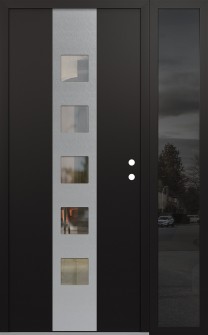 DIAMOND A13 50" X 80" BLACK/BLACK CLEAR GLASS PANEL STAINLESS STEEL LHI WITH SIDELITE MIRRORED GLASS