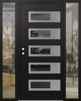 Diamond D3 60" x 80" black/black Mirrored Glass Panel stainless steel RHI with 2 Sidelites clear Glass