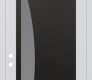 Modern Steel Front Door Diamond C13 36" x 96" white/white frosted Glass Panel black RHI with Transom clear Glass