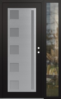 Diamond C3 48" x 80" black/white frosted Glass Panel stainless steel LHI with Sidelite clear Glass