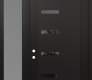 Modern Steel Front Door Diamond C8 50" x 96" black/black mirrored Glass Panel black RHI with Sidelite and Transom frosted Glass